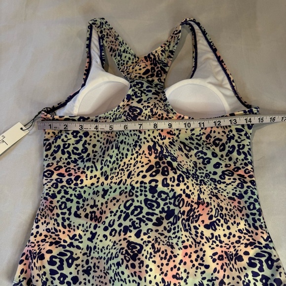 Nicole Miller Bathing Suit Cheetah Print, Racer Back, Size L - Picture 6 of 9